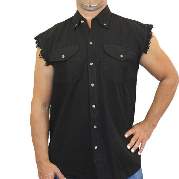 BikerWear Men's Sleeveless Denim Shirt Tommy's T-Shirt Factory