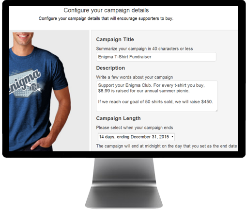 Confifure Web Page for Selling Wholesale T-shirt Campaigns